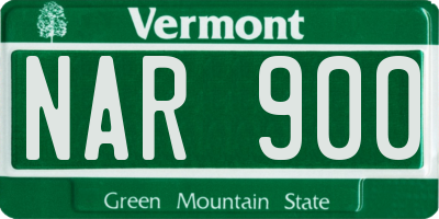 VT license plate NAR900