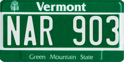 VT license plate NAR903
