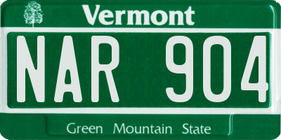 VT license plate NAR904