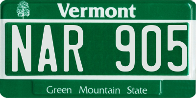 VT license plate NAR905