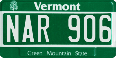 VT license plate NAR906