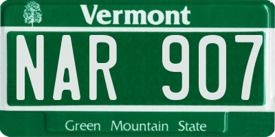 VT license plate NAR907
