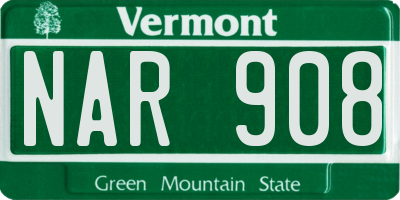 VT license plate NAR908