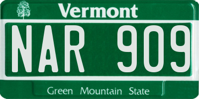 VT license plate NAR909