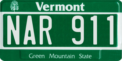 VT license plate NAR911
