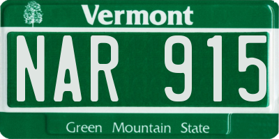 VT license plate NAR915