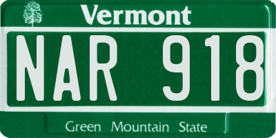 VT license plate NAR918