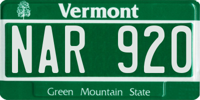VT license plate NAR920
