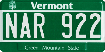 VT license plate NAR922