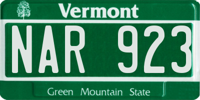 VT license plate NAR923