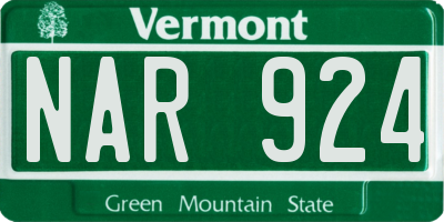 VT license plate NAR924