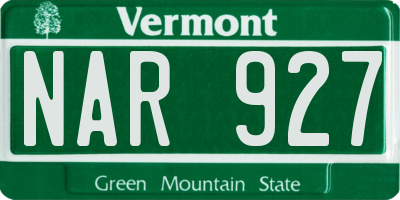 VT license plate NAR927