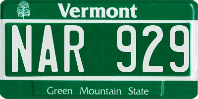 VT license plate NAR929