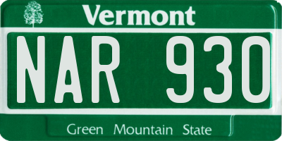 VT license plate NAR930