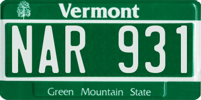 VT license plate NAR931