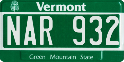 VT license plate NAR932
