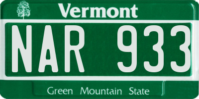 VT license plate NAR933