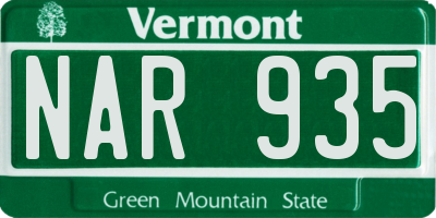 VT license plate NAR935