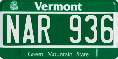 VT license plate NAR936