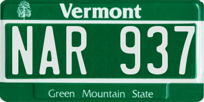 VT license plate NAR937