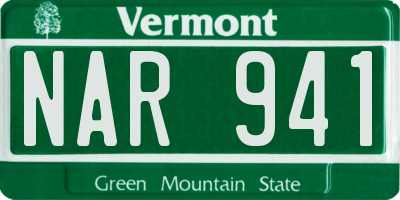 VT license plate NAR941