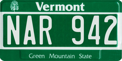 VT license plate NAR942