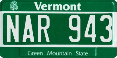 VT license plate NAR943