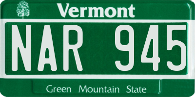 VT license plate NAR945