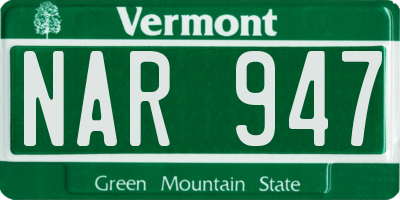 VT license plate NAR947