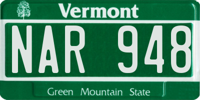 VT license plate NAR948