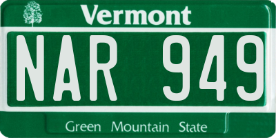 VT license plate NAR949