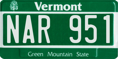 VT license plate NAR951