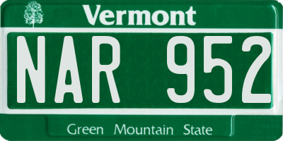 VT license plate NAR952