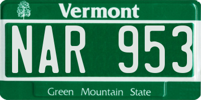VT license plate NAR953