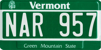 VT license plate NAR957