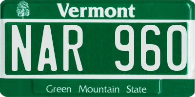 VT license plate NAR960