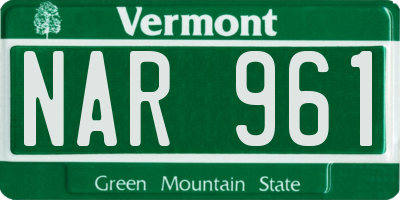 VT license plate NAR961