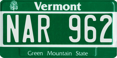 VT license plate NAR962