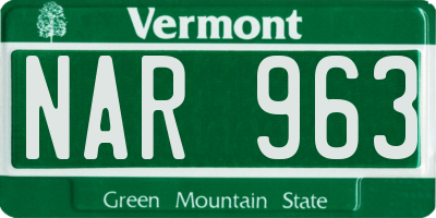 VT license plate NAR963