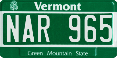VT license plate NAR965