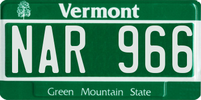 VT license plate NAR966