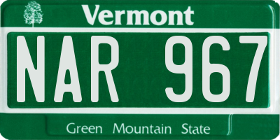 VT license plate NAR967