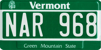 VT license plate NAR968