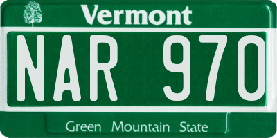VT license plate NAR970