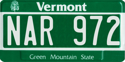VT license plate NAR972