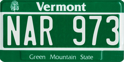 VT license plate NAR973
