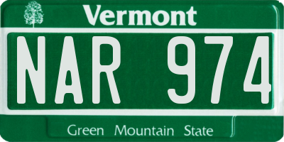 VT license plate NAR974
