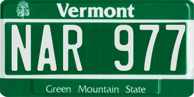 VT license plate NAR977