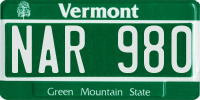 VT license plate NAR980