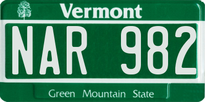 VT license plate NAR982